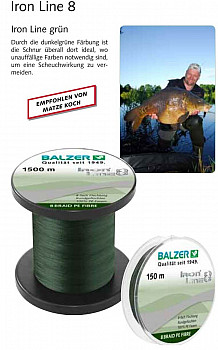 Balzer Schnur Iron Line 8x Grün ø14-150m