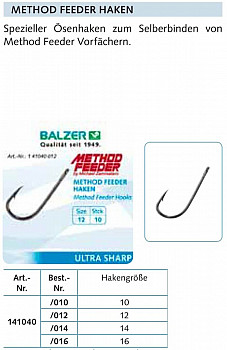 Balzer Method Feeder Rig Haken Öse -10