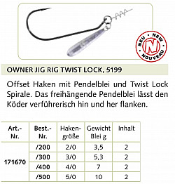 Owner Haken Jig Hook w-tw #5199 #2/0