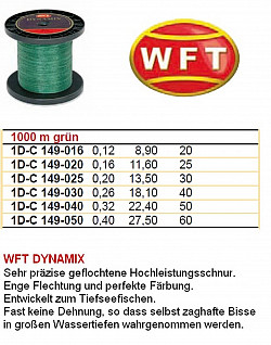 WFT Schnur Dynamix ø 0.16mm 1000m gelb
