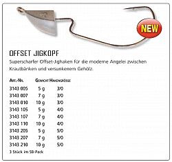 Quantum Offset Jigkopf 10g Haken 5/0