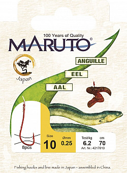 Maruto Haken Aal-Wurm Größe  1 Rot