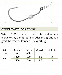 Owner Haken Twist Lock #5132 #3/0 #1.8g