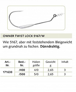 Owner Haken Twist Lock #5167 #5/0 #2.65g