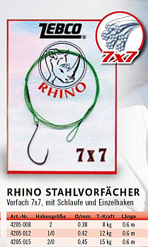 Rhino 7x7 Stahlvorfach Einzelhaken 12kg
