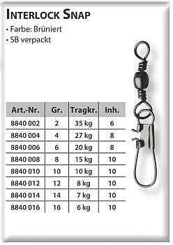Sänger Interlock Snap Wirbel Größe #-2