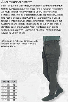 Sänger Somlys Anglerhose 562 Größe 50