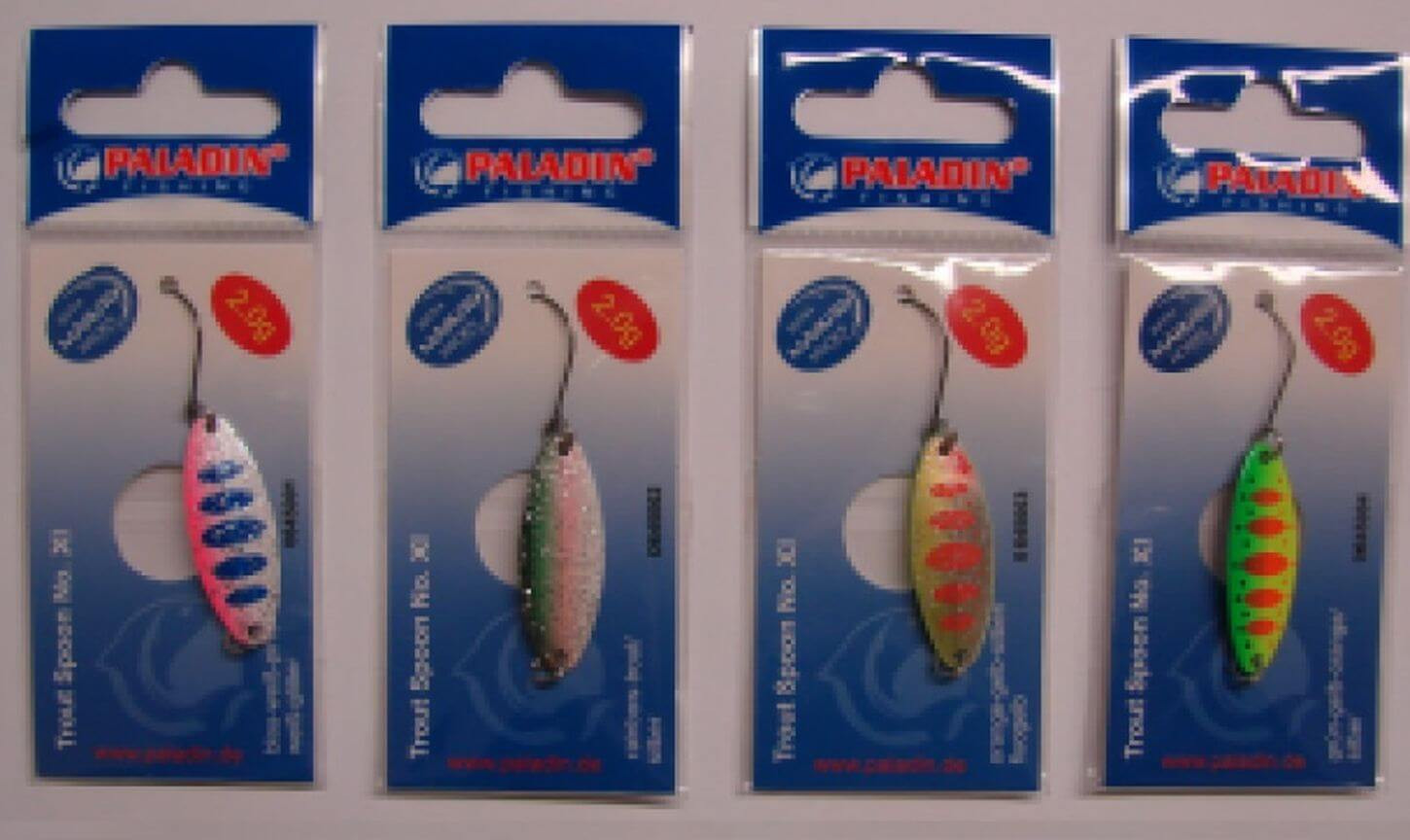 Paladin Trout Spoon VI 2,0 G - Cucchiaio Da Pesca Ultra Light Per Trota, Con Amo Giapponese Maruto, Color Bianco/Glitter Nero, Esche Artificiali