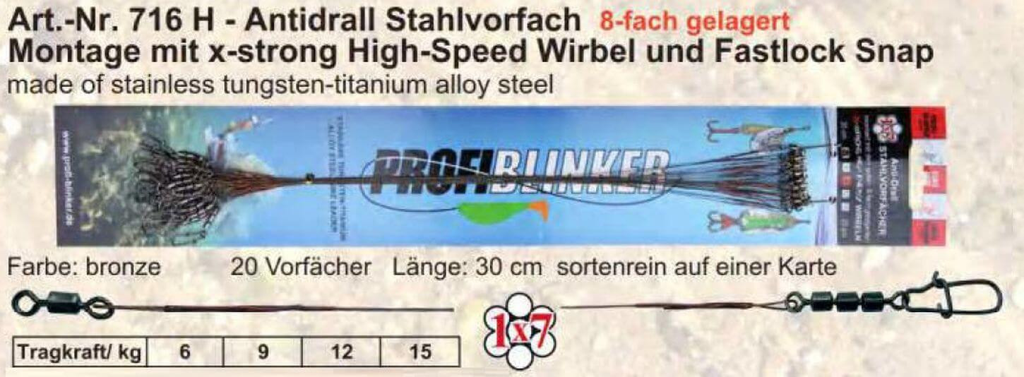 PROFI BLINKER 1x7 5 oder 10 Meter Stahlvorfach Edelstahl 6-9-12-15 Kg PROFI BLINKER 1x7 5 oder 10 Meter Stahlvorfach Edelstahl 6-9-12-15 Kg