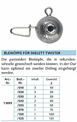 Balzer Skelett Twister Bleiköpfe, 10g